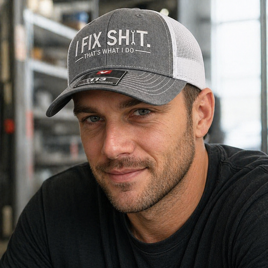 🔥2026 New Arrival ＆ Hot Sale🔥Mesh Back Trucker Cap with "I Fix Shit" Embroidery – Breathable Outdoor Sun Hat🧢☀️